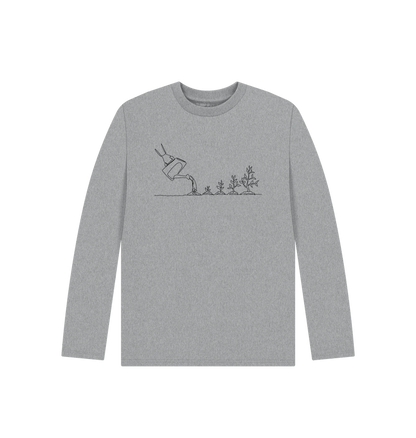 Athletic Grey Kid's Gardening Organic Cotton Long Sleeve Tee (Black)