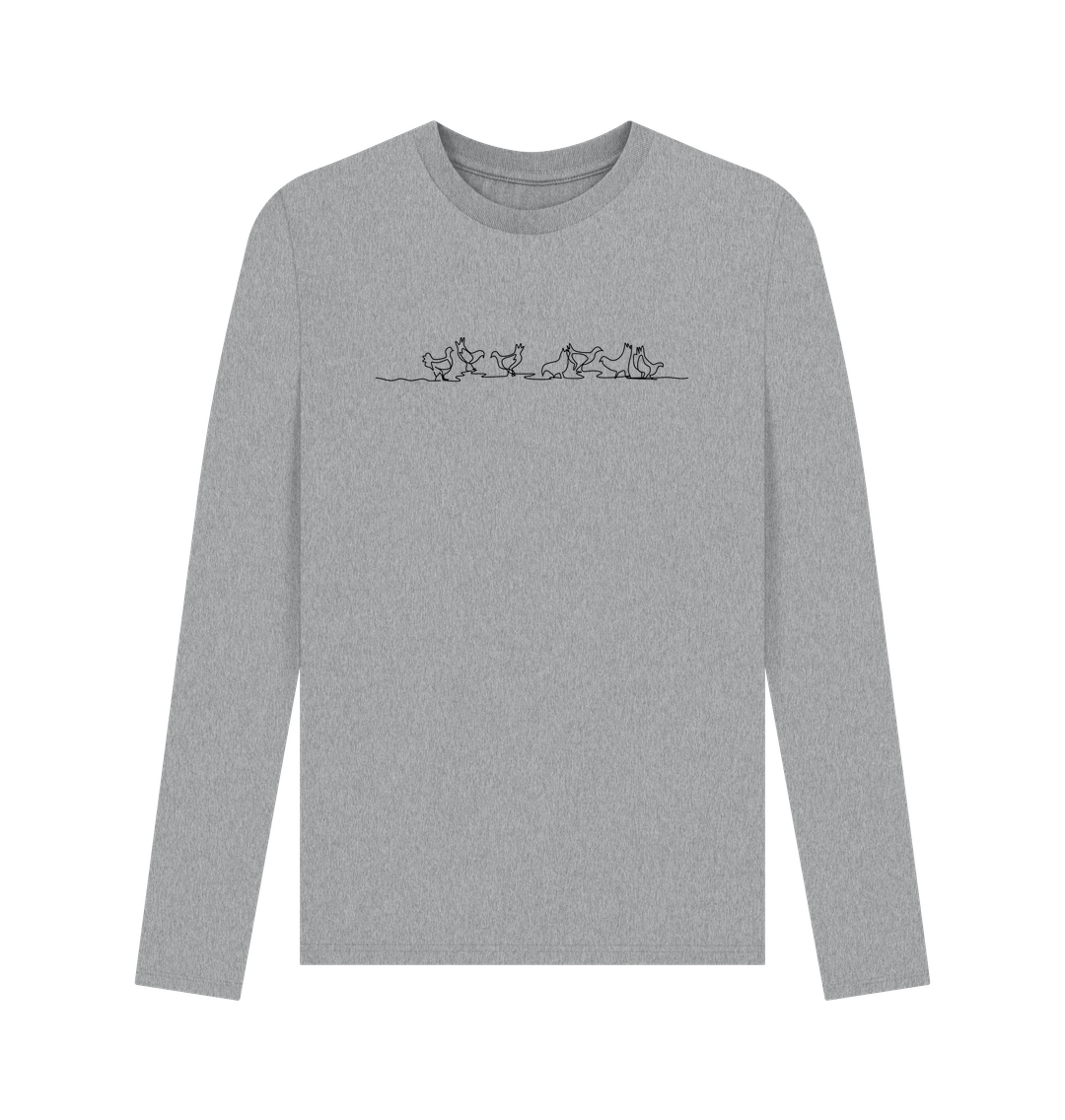 Athletic Grey Men's Chickens Organic Cotton Long Sleeve Tee (Black)