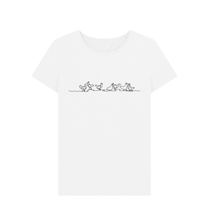 White Women's Chickens Organic Cotton Crewneck Tee (Black)