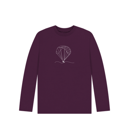 Purple Kid's Parachute Organic Cotton Long Sleeve Tee (White)