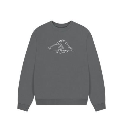 Slate Grey Women's S'mores Organic Cotton Oversized Crewneck - White Design