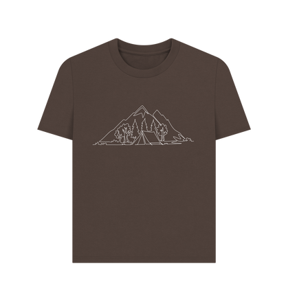 Chocolate Women's Camping Organic Cotton Basic Tee (White)