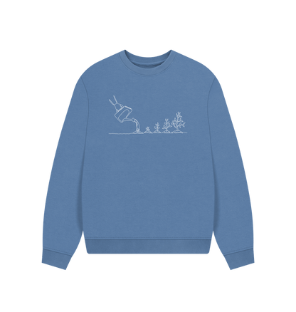 Solent Women's Gardening Organic Cotton Oversized Crewneck - White Design