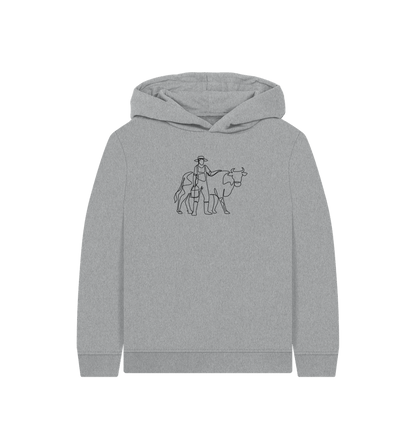 Athletic Grey Kid's Cow Organic Cotton Pullover Hoodie (Black)