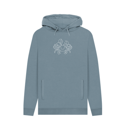 Stone Blue Men's Crab Organic Cotton Pullover Hoodie (White)