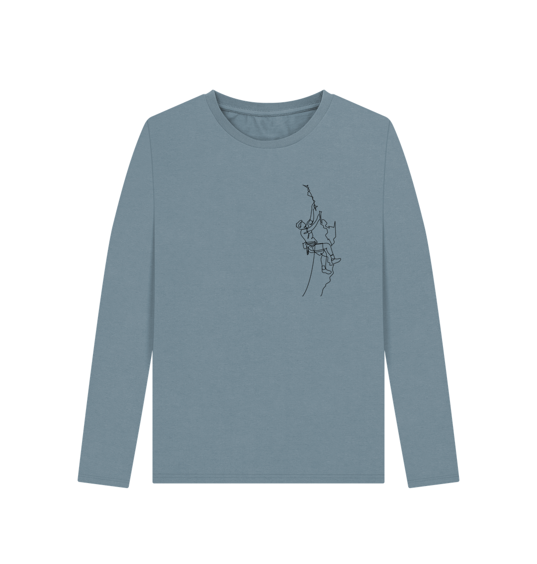 Stone Blue Women's Climber Organic Cotton Long Sleeve Tee (Black)