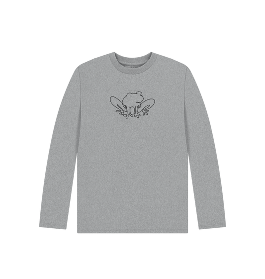 Athletic Grey Kid's Frog Organic Cotton Long Sleeve Tee (Black)