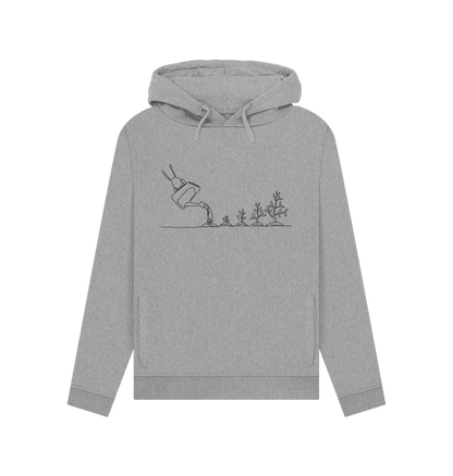 Light Heather Women's Gardening Organic Cotton Pullover Hoodie (Black)