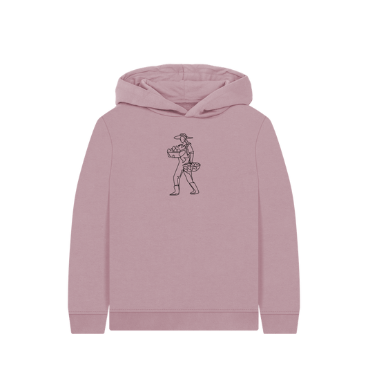 Mauve Kid's Harvest Organic Cotton Pullover Hoodie (Black)