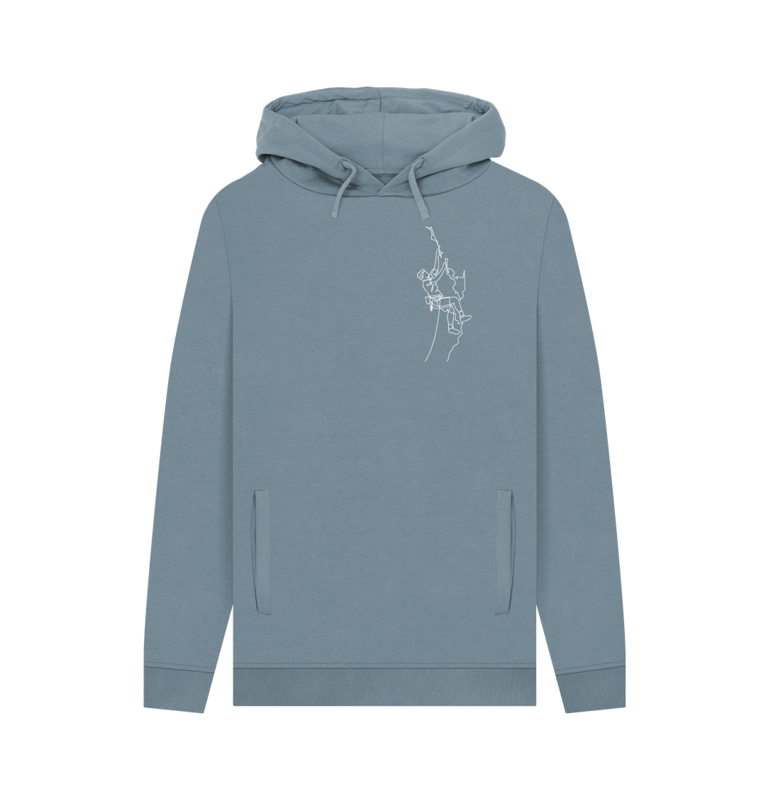 Stone Blue Men's Climber Organic Cotton Pullover Hoodie (White)