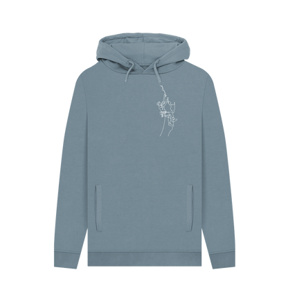 Stone Blue Men's Climber Organic Cotton Pullover Hoodie (White)