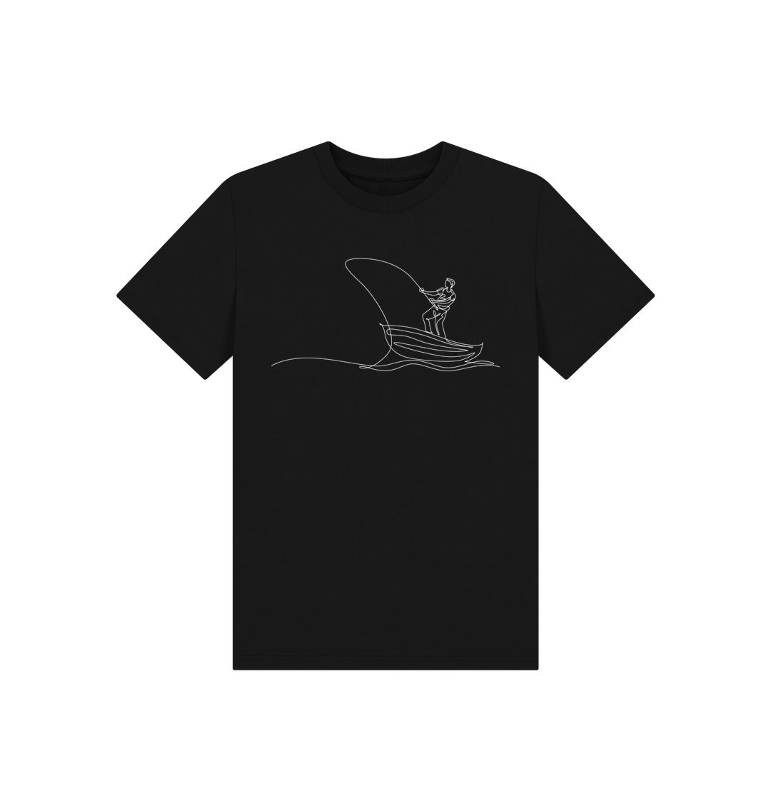 Black Kid's Fisherman Organic Cotton Basic Tee (White)