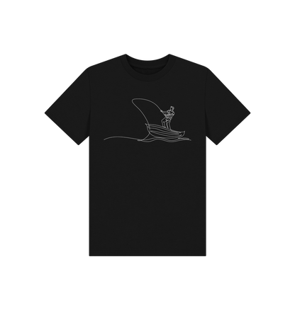 Black Kid's Fisherman Organic Cotton Basic Tee (White)