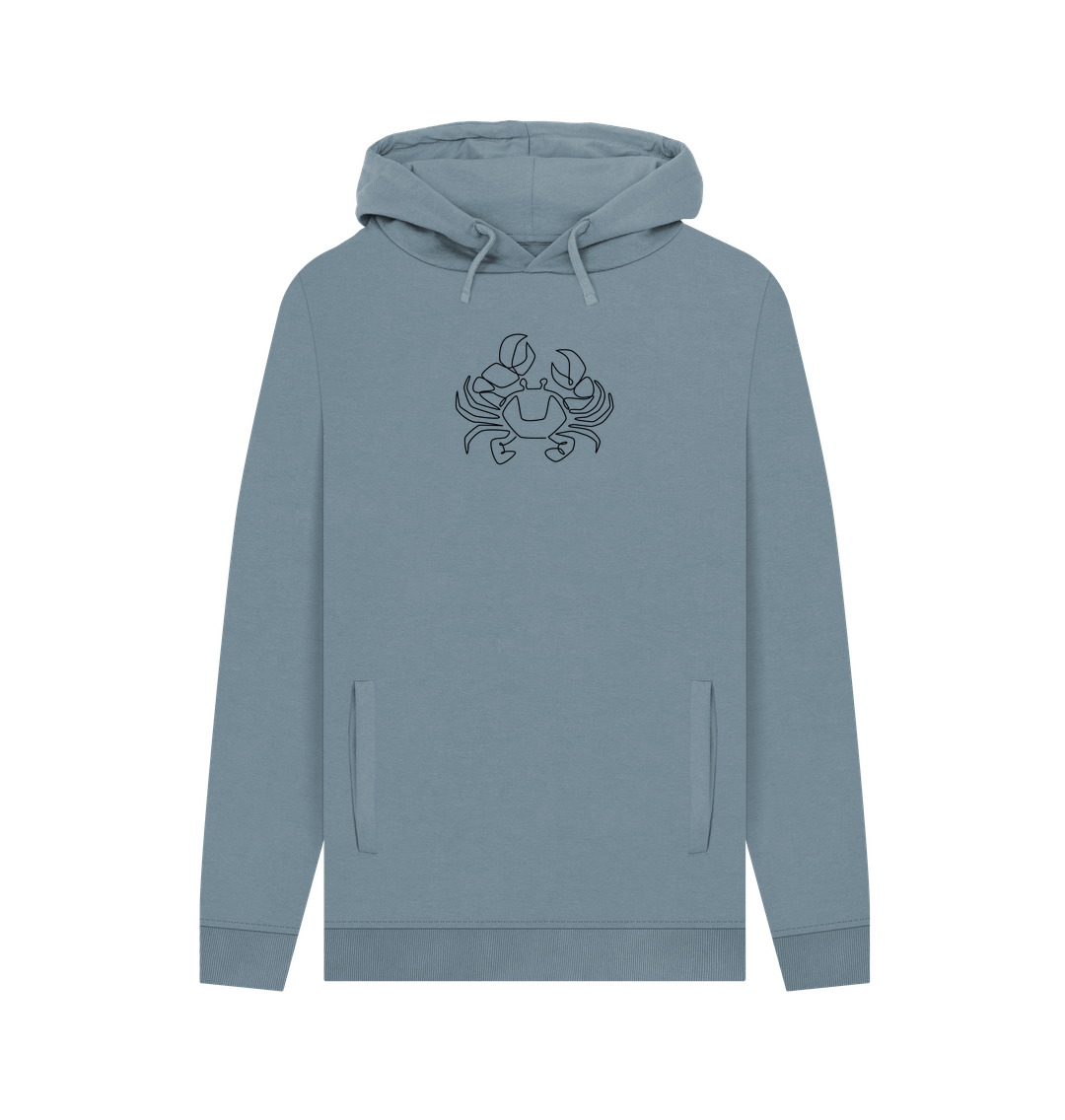 Stone Blue Men's Crab Organic Cotton Pullover Hoodie (Black)