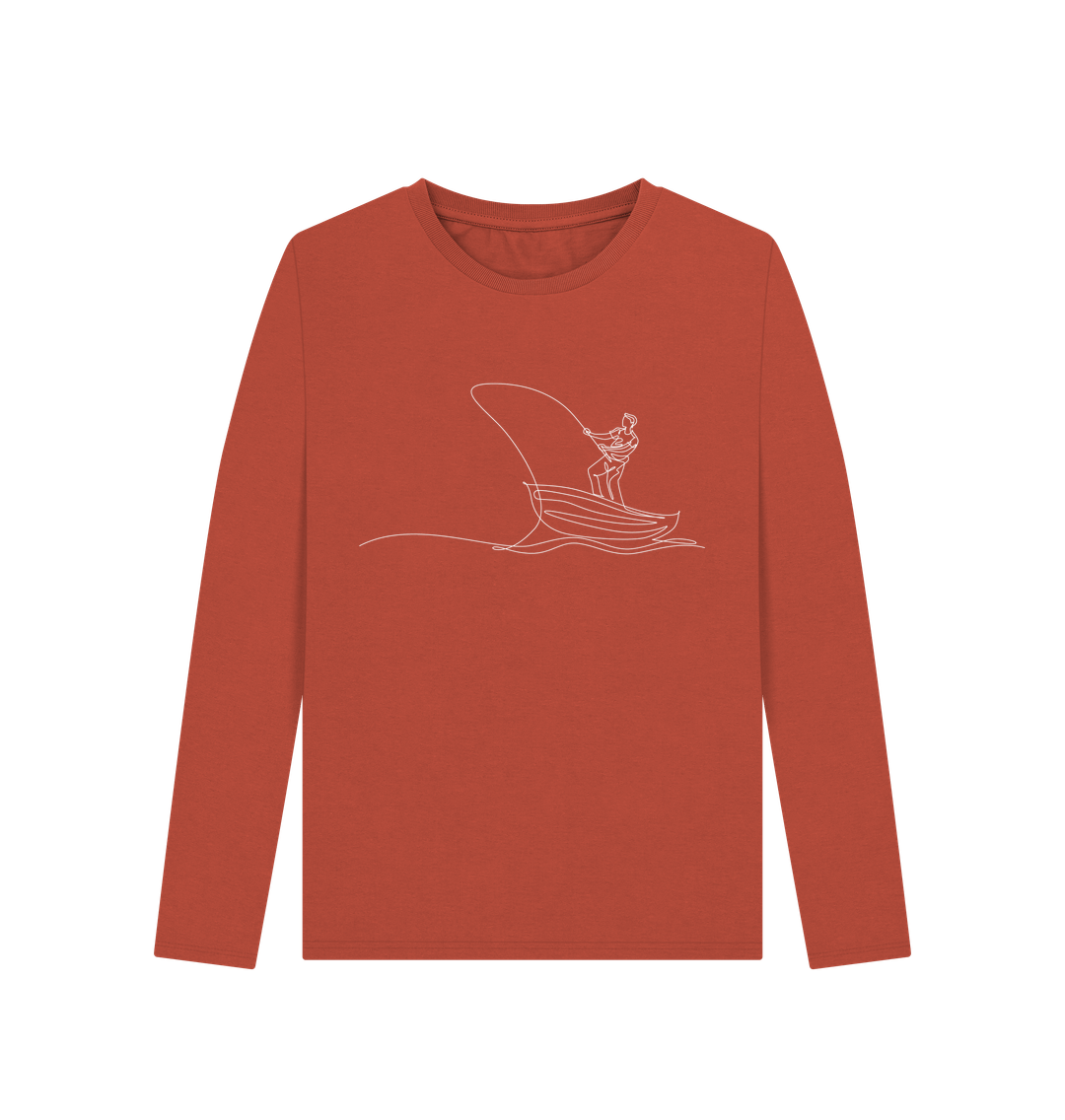 Rust Women's Fisherman Organic Cotton Long Sleeve Tee (White)