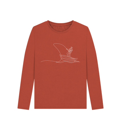 Rust Women's Fisherman Organic Cotton Long Sleeve Tee (White)