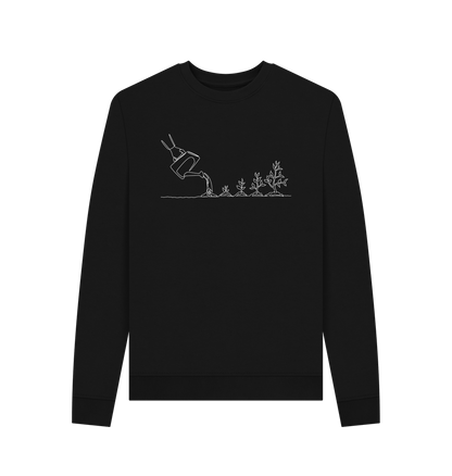 Black Women's Gardening Organic Cotton Crewneck Sweater (White)