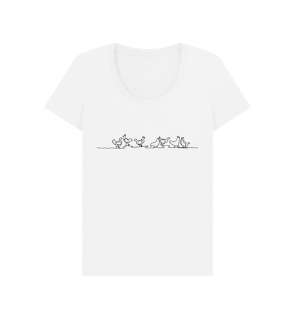 White Women's Chickens Organic Cotton Scoop Neck Tee (Black)