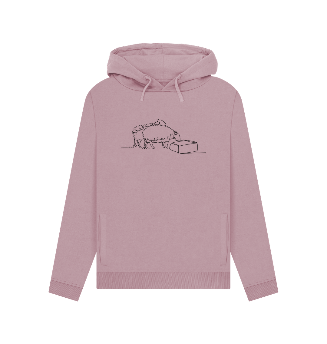 Mauve Women's Sheep Organic Cotton Pullover Hoodie (Black)