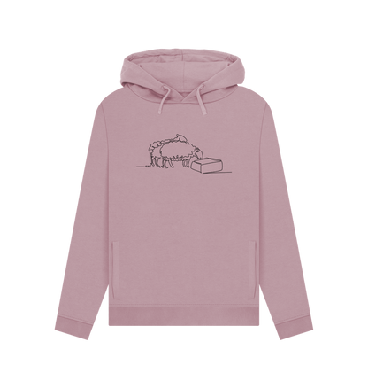 Mauve Women's Sheep Organic Cotton Pullover Hoodie (Black)