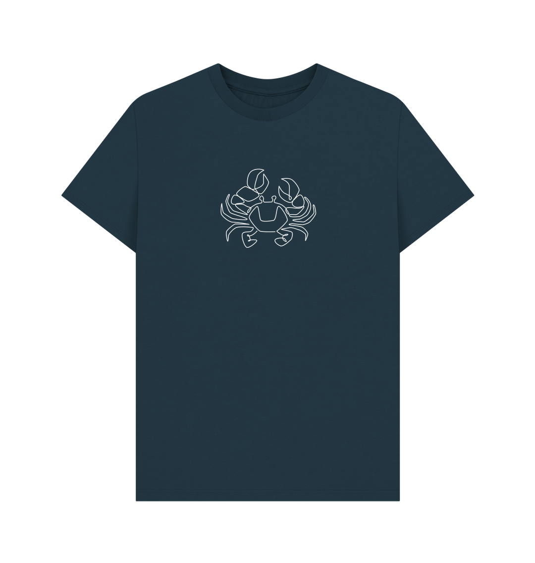 Denim Blue Men's Crab Organic Cotton Basic Tee (White)