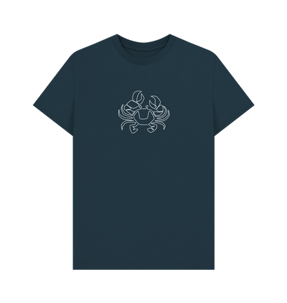 Denim Blue Men's Crab Organic Cotton Basic Tee (White)