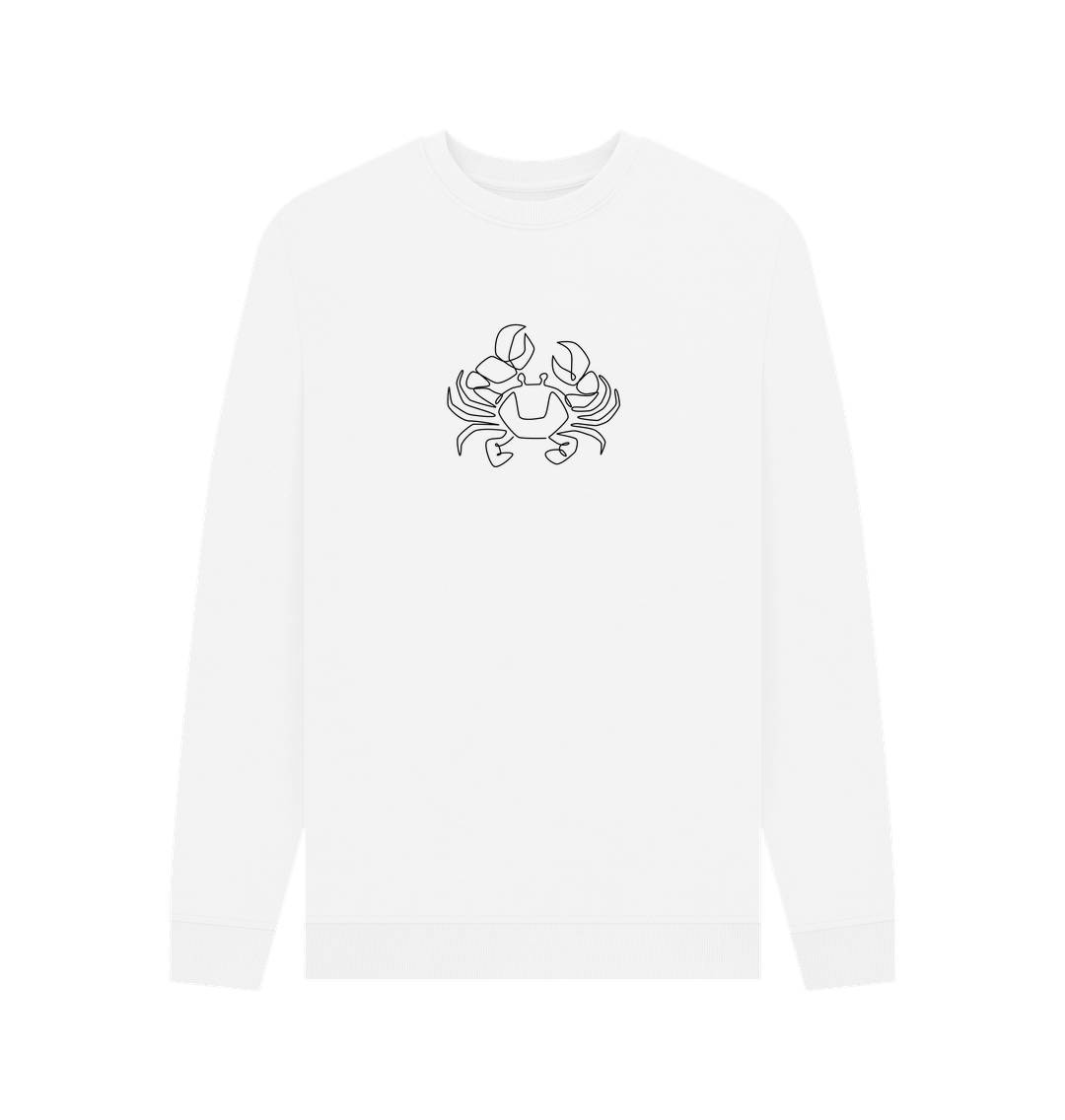 White Men's Crab Organic Cotton Crewneck Sweater (Black)