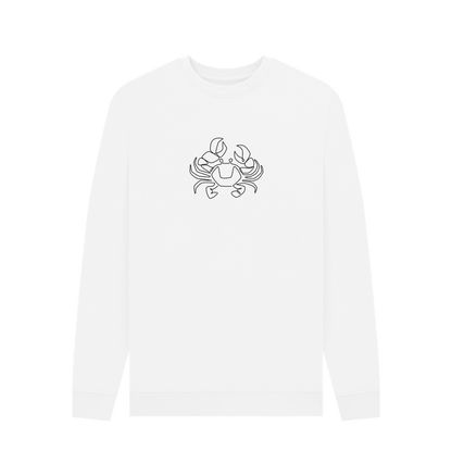 White Men's Crab Organic Cotton Crewneck Sweater (Black)