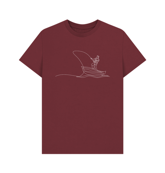 Red Wine Men's Fisherman Organic Cotton Basic Tee (White)