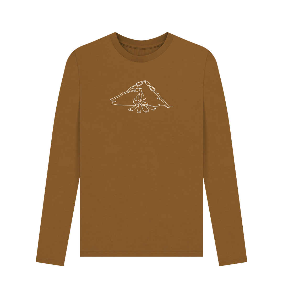 Brown Men's S'mores Organic Cotton Long Sleeve Tee - White Design