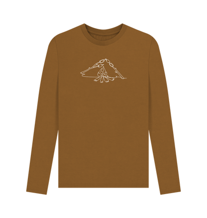 Brown Men's S'mores Organic Cotton Long Sleeve Tee - White Design