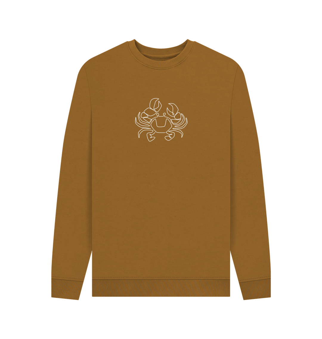 Brown Men's Crab Organic Cotton Crewneck Sweater (White)