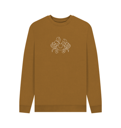 Brown Men's Crab Organic Cotton Crewneck Sweater (White)