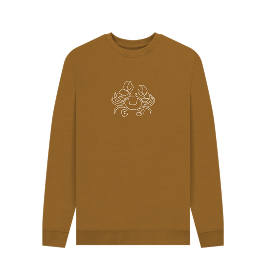 Brown Men's Crab Organic Cotton Crewneck Sweater (White)