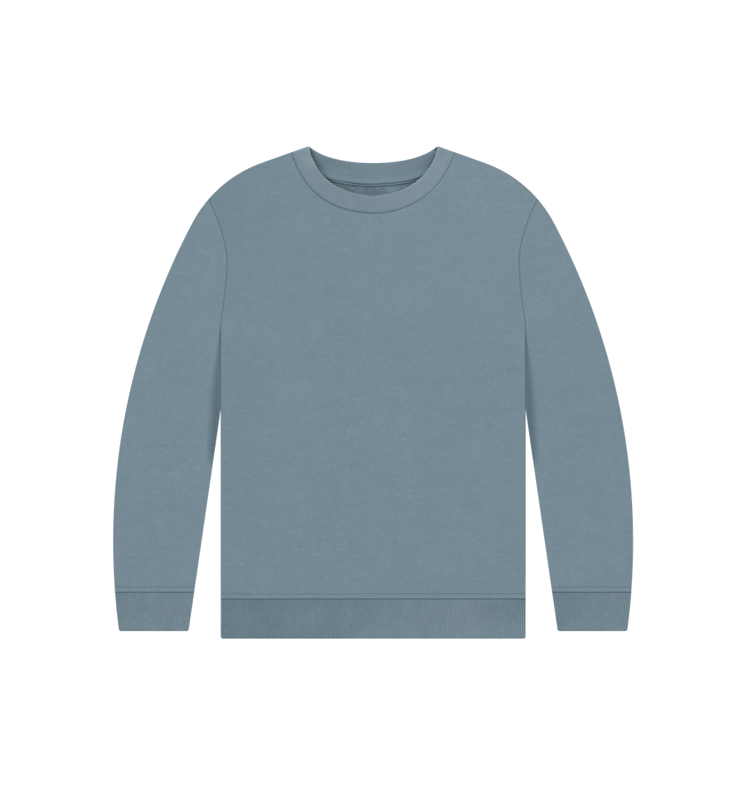 Stone Blue Kid's Solid Organic Cotton Crewneck Sweater