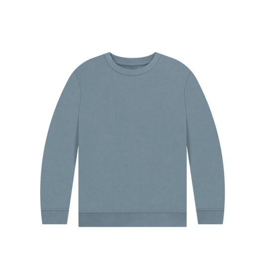 Stone Blue Kid's Solid Organic Cotton Crewneck Sweater