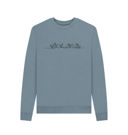 Stone Blue Women's Chickens Organic Cotton Crewneck Sweater (Black)