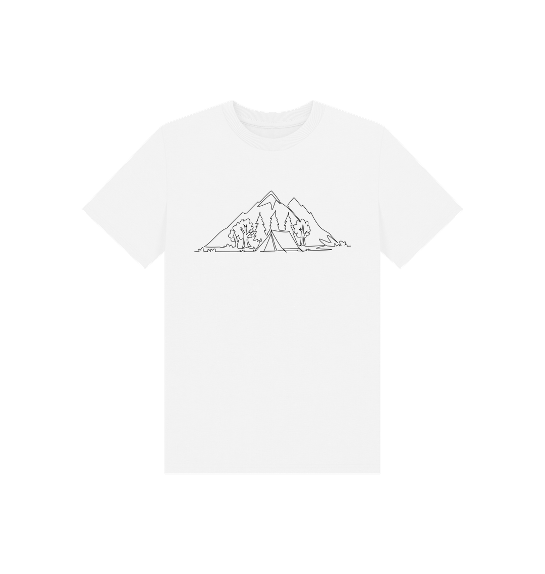 White Kid's Camping Organic Cotton Basic Tee (Black)