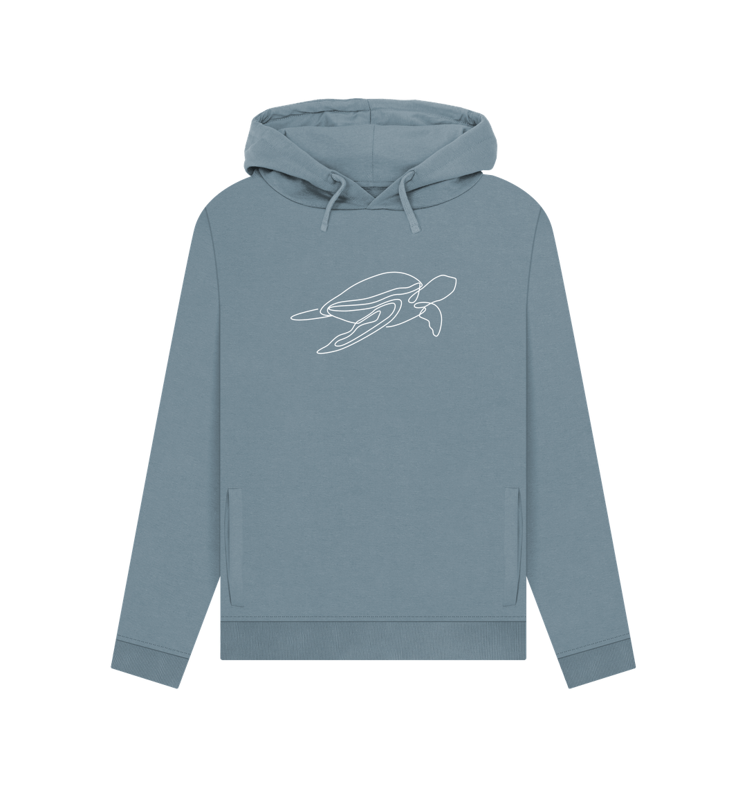 Stone Blue Women's Sea Turtle Pullover Hoodie - White