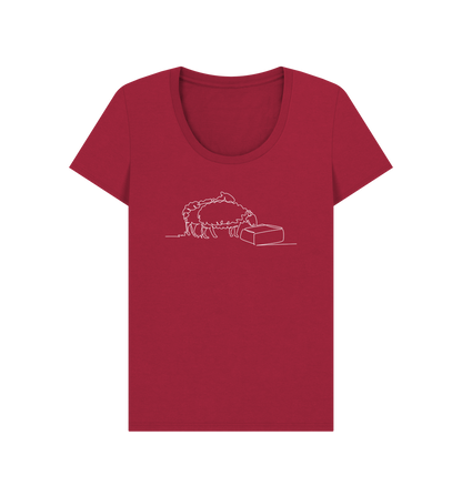 Cherry Women's Sheep Organic Cotton Scoop Neck Tee (White)