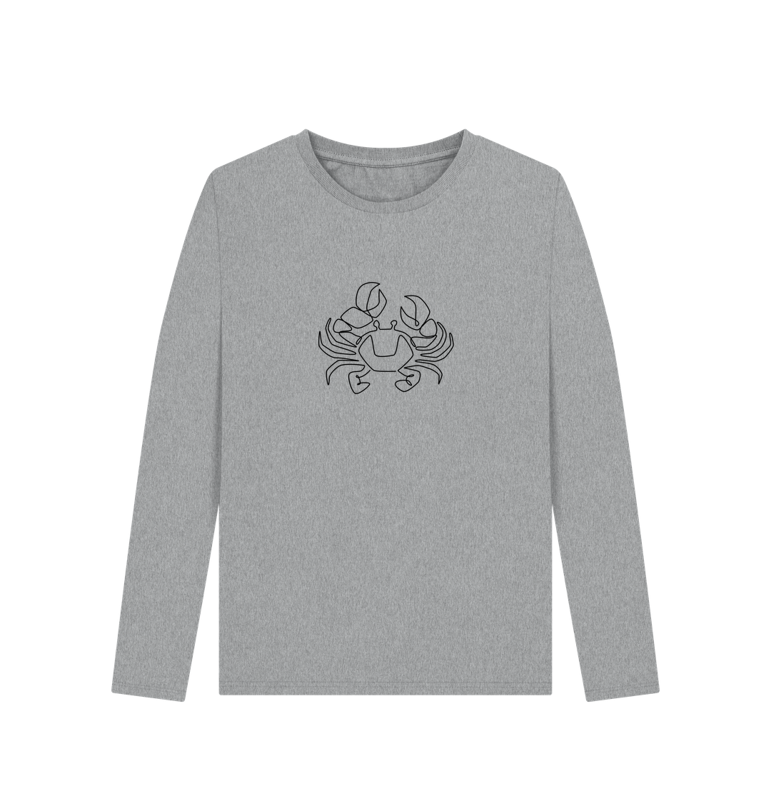 Athletic Grey Women's Crab Organic Cotton Long Sleeve Tee (Black)