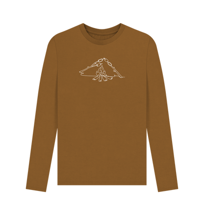 Brown Men's S'mores Organic Cotton Long Sleeve Tee (White)