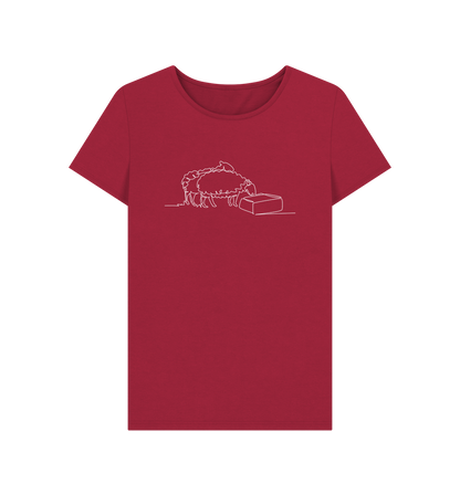 Cherry Women's Sheep Organic Cotton Crewneck Tee (White)