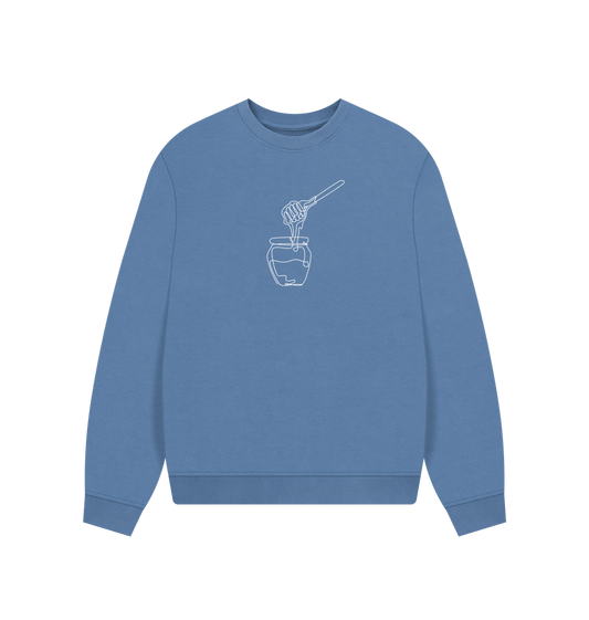 Solent Women's Honey Organic Cotton Oversized Crewneck - White Design