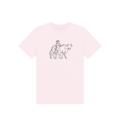 Pink Kid's Cow Organic Cotton Basic Tee (Black)