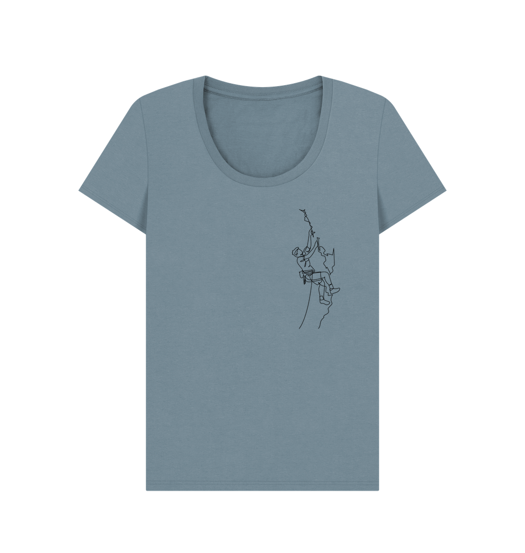 Stone Blue Women's Climber Organic Cotton Scoop Neck Tee (Black)