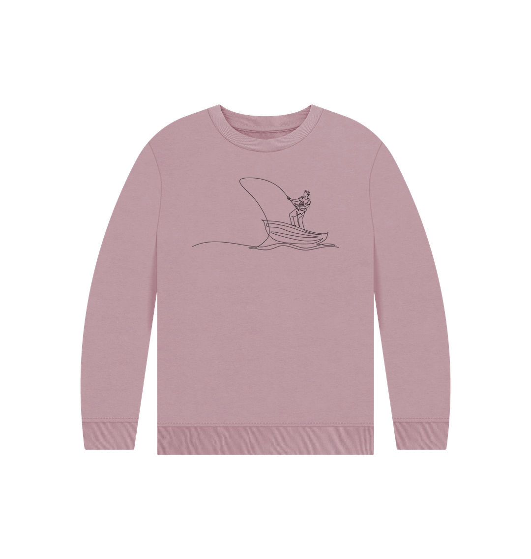 Mauve Kid's Fisherman Organic Cotton Crewneck Sweater (Black)