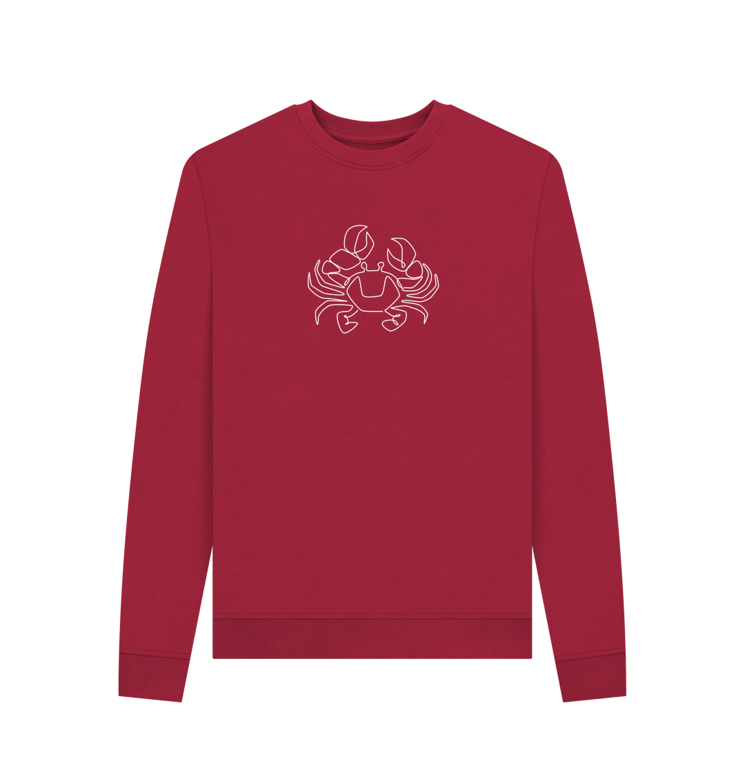 Cherry Women's Crab Organic Cotton Crewneck Sweater (White)