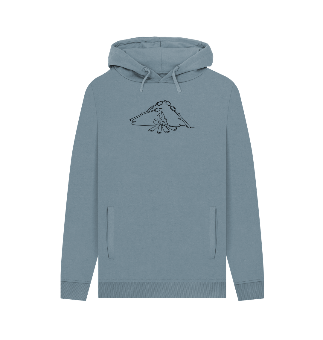 Stone Blue Men's S'mores Organic Cotton Pullover Hoodie (Black)