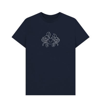 Navy Blue Men's Crab Organic Cotton Basic Tee (White)